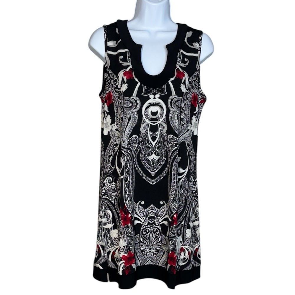 White House Black Market Black and Red Midi Dress